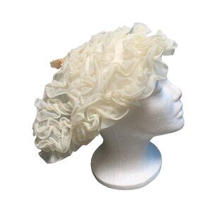Vintage Womens Ivory Ruffled Sleeping Cap